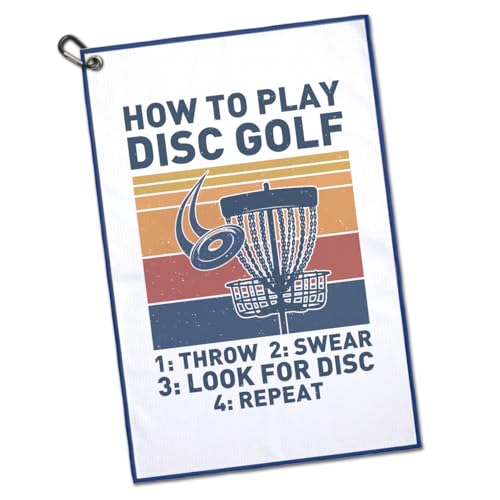 How to Play Disc Golf Golfing Printed Microfiber Golf Towel, Men Women Sunset Disc & Basket Print Golfing Towel, Golfer Bags Accessories Gifts for Men Women Golfing Lover & Fan Family Friend - color: Multicolor057