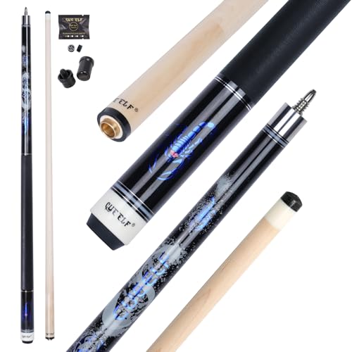CUEELF Pool Cue Stick for Adults Professional Low Deflection Shaft Billiard Stick 12.5mm Tip Canadian Maple Pool Cue Stick with Titanium Alloy Joint - color: SCO-X-BLUE, size: 19.5 oz