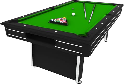 Fat Cat Tucson 7 Foot Pool Table with Automatic Ball Return, Billiard Table with Arcade Style Black Finish, 818 Bumpers, Includes Cues and Balls - color: Green