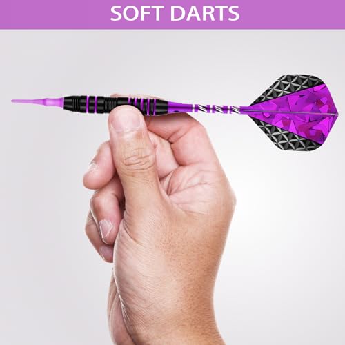 Soft Tip Darts Set - Darts Plastic Tip Sets,3 Aluminum Shaft Professional Darts Plastic Tip Sets 2BA Replacement Tips Professional Soft Darts,Plastic Darts for Electronic Dart Board