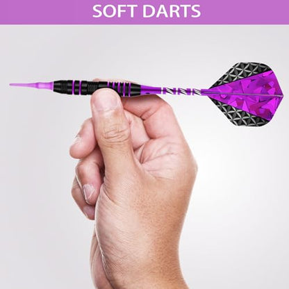 Soft Tip Darts Set - Darts Plastic Tip Sets,3 Aluminum Shaft Professional Darts Plastic Tip Sets 2BA Replacement Tips Professional Soft Darts,Plastic Darts for Electronic Dart Board