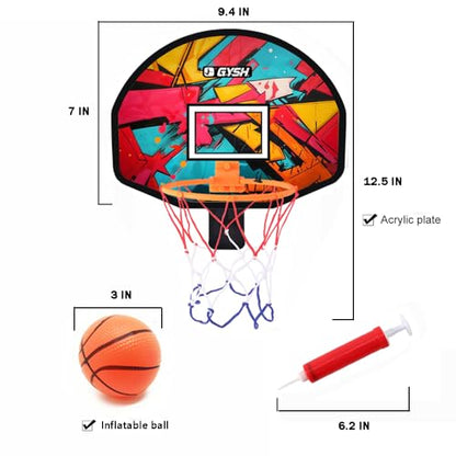 GYSH Trash Can Basketball Hoop,Clip On Any Bin or Behind The Door ! Mini Hoop with Backboard, Ball & Pump，Classroom, Office Toys for Adults, Great Birthday Gift Idea (Red) - color: Red
