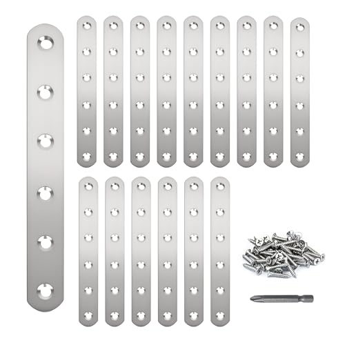 16 Pack Straight Brace,Flat Brace 5” x 0.75”,Stainless Steel Flat Metal Braces,Repair Bracket with Screws - size: 127mm/16 Pcs