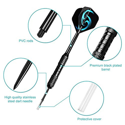 Accmor Darts Metal Tip Set, 12 Pack Steel Tip Darts Darts Set, 24 Grams Professional Metal Darts - color: Black Stripes