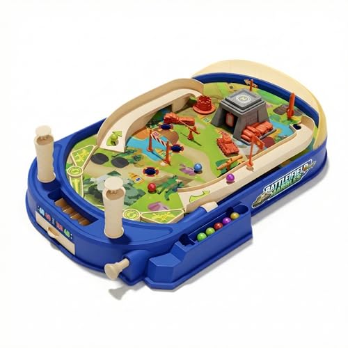 Battle Pinball Machine — Tabletop Arcade Game with Obstacles, Pull-Rod Launcher, Flippers & Scoring Targets, 1-2 Player Mini Pinball for Kids Ages 3+ - style: Battle Pinball
