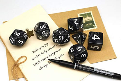 Dungeons and Dragons D&D Giant Black 25mm Polyhedral Dice Set - RPG Dice Bag, Pathfinder, MTG - color: Black