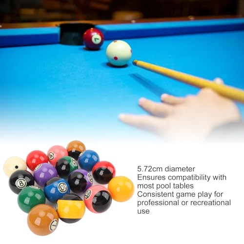 Billiard Balls Set, Resin High Friction Professional TV Pool Balls Set for Tournament Practice 2.25in