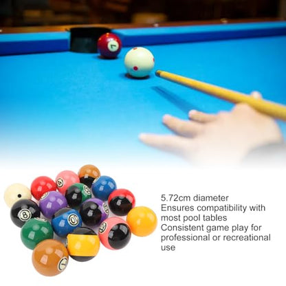 Billiard Balls Set, Resin High Friction Professional TV Pool Balls Set for Tournament Practice 2.25in
