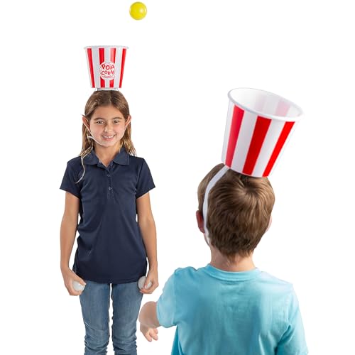 Fun Express Popcorn Bucket Ball Toss Game - 14 Total Pieces - Party Games for Kids