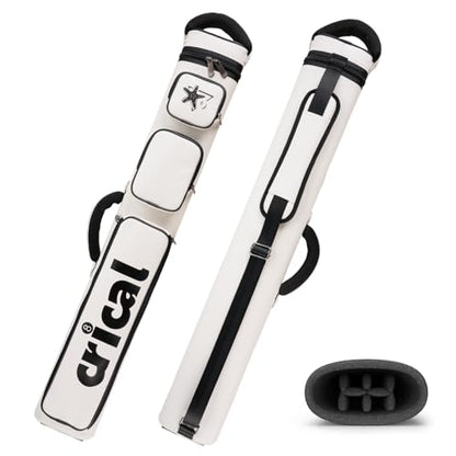 CRICAL Pool Cue Case 2x4 Hard Pool Stick Case Holds 2 Butts and 4 Shafts for Adults Billiard Cue Case with Soft Shoulder Straps - color: White