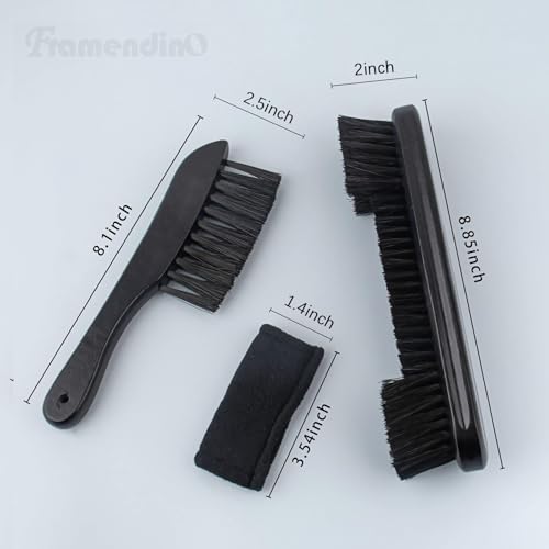 Framendino, Wooden Billiards Pool Table and Rail Brush Set Wood Billiard Cleaner Cleaning Tools Supplies (Black, 3 Pack) - color: Black