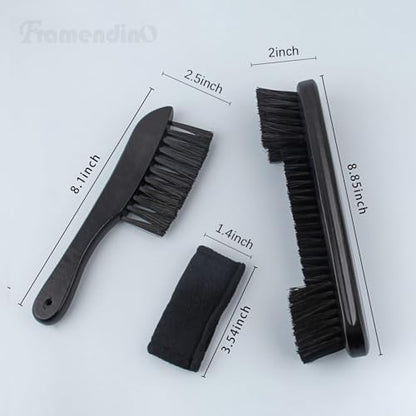 Framendino, Wooden Billiards Pool Table and Rail Brush Set Wood Billiard Cleaner Cleaning Tools Supplies (Black, 3 Pack) - color: Black