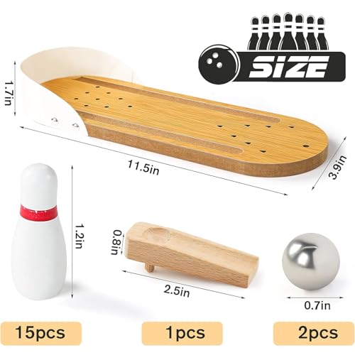 3 otters Mini Bowling Set & Mini Soccer Board Game Bundle – Fun Tabletop Games for Kids, Adults & Family Parties, Perfect Stocking Stuffers