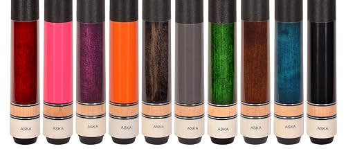 Set of Aska L2 Billiard Pool Cue Sticks, 58" Hard Rock Canadian Maple, 5/16x18 Joint, 13mm Hard Tip, Mixed Weights - style: Set of Ten Sticks