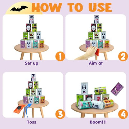 JOYIN 13 Pcs Halloween Carnival Can Bean Bag Toss Games for Kids & Adults Trick or Treat Decoration, Home Decor Party Favors Supplies, Homeschooling Backyard Game - style: Carnival Games