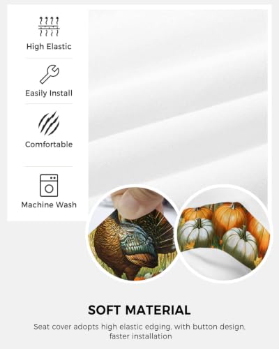 Savannan Office Chair Cover, Watercolor Thanksgiving Turkey Protective Stretch Elastic Universal Cover for Desk Task Chair,Computer Rotating Chair 1 Pcs Country Fall Pumpkins