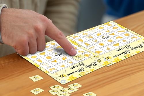 Baby Shower Bingo - 24 Player Bee Themed Game for Adults and Gender Reveal Parties - color: Bee