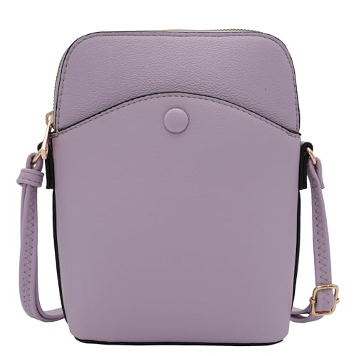 Solene Small Crossbody Bag with Gold Hardware, Mini Shoulder Purse with Adjustable Strap - color: Lavender