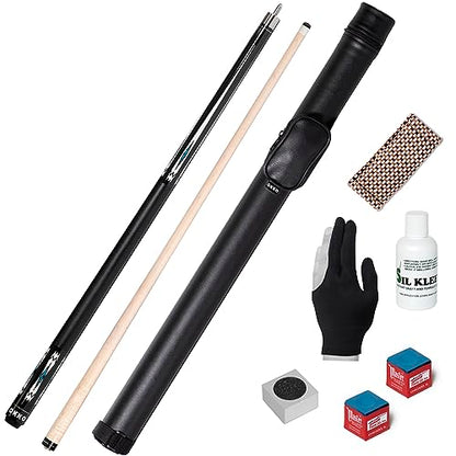 OKKO B-Series Professional Pool Billiard Cue Stick 58”, 13 mm Tip, w/Canadian Maple Shaft (18-21 oz) Hard Round Case & Accessories - style: B-2 (19 oz)