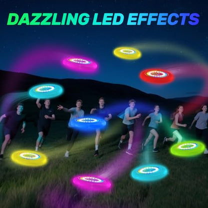 Dilabnba LED Flying Disc Toy for Lawn Game Beach Sand Backyard Outdoor Playing, Glow in The Dark Flying Ring Toass and Catch Camping Toy for Kids Adults Teen, Rechargeable, 175g - style: Set1