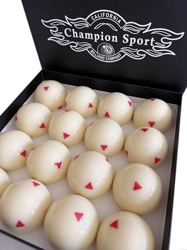 Champion 2-1/4" Billiard Arcos Training Pool Cue Ball with Red or Black Triangles - style: One Set: 16 balls/1 box ( Red Triangles)