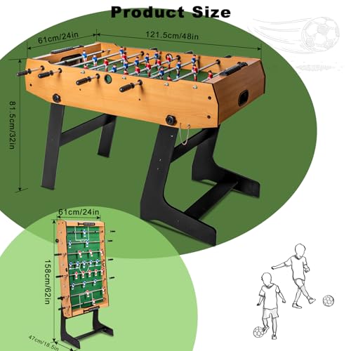 HLC 47.5" Foosball Table, Foldable Foosball Table Football Soccer Indoor Game Table, Kids Family Play Sports Fun