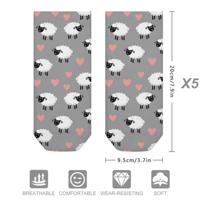 5 Pairs Women’s Low Cut Ankle Socks, Soft Athletic No Show for Running Yoga Daily Wear - color: Picture (9)