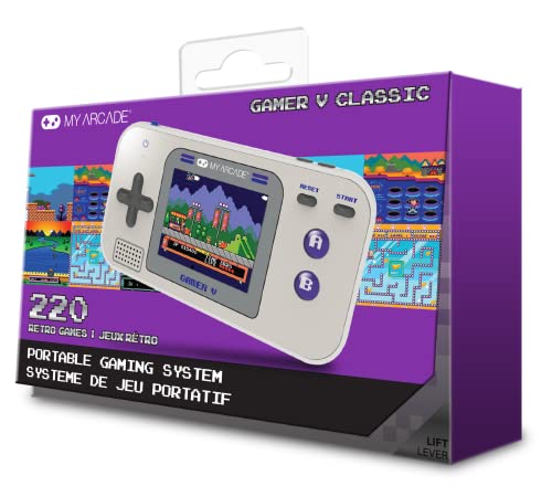 My Arcade Gamer V Classic-Purple: Portable Gaming System with 220 Games, 2.5" Color Display, Pocket Size (DGUN-3920)