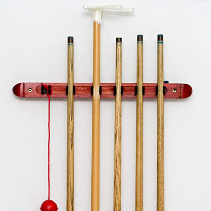 PATIKIL Pool Cue Rack, 1Pair Wooden Billiard Cue Stick Rack Wall Mounted Cue Stick Holder Holds 8 Cue for Billiard Pool Players, Black