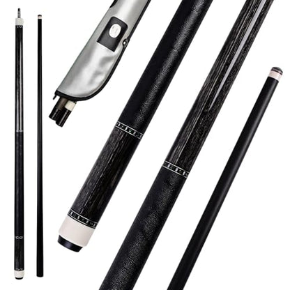 HMQQ Carbon Fiber Pool Cue Stick 58” 2-Piece, Low Deflection Billiard Cue, 11.5mm Pro Shaft, Adjustable Weight, Professional Pool Stick with Case, 19oz, 3/8x10 Joint, for Men Women Players - color: Black