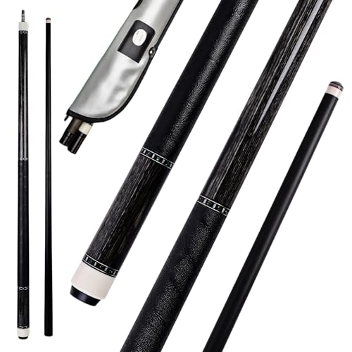 HMQQ Carbon Fiber Pool Cue Stick 58” 2-Piece, Low Deflection Billiard Cue, 11.5mm Pro Shaft, Adjustable Weight, Professional Pool Stick with Case, 19oz, 3/8x10 Joint, for Men Women Players - color: Black