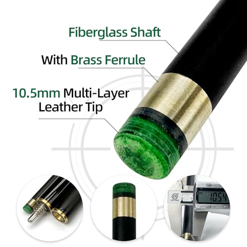 57 Inch Pool Cue Stick - 13mm Fiber Ferrule Tip, Maple Birch Wood Billiard Cue with Chalk & Glove | Explosion-Proof Joint for Home, Bar, Billiard Hall - style: Set of 2 Fiberglass Pool Cue with plum blossom pattern