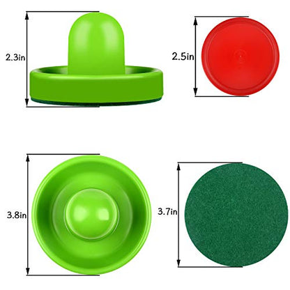 ONE250 Air Hockey Pushers and Red Air Hockey Pucks, Goal Handles Paddles Replacement Accessories for Game Tables (4 Striker, 4 Puck Pack) - color: Black & Green