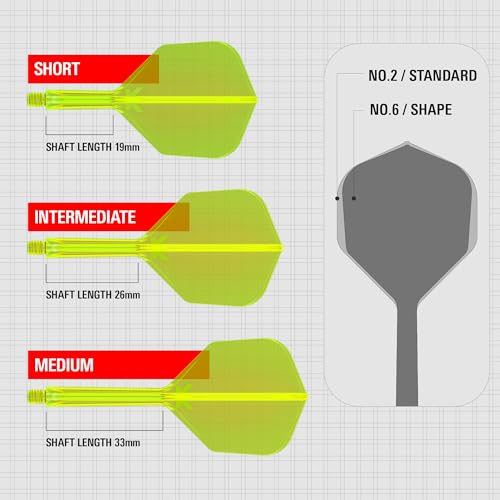 Target Darts K Flex Integrated Dart Flight and Shaft, No.6 | 3-Pack K-Flex - No. 6, Kflex Precision-Molded 2-in-1 Dart Flights and Dart Shaft | Professional Dart Accessories - color: Yellow, size: Intermediate (26mm)