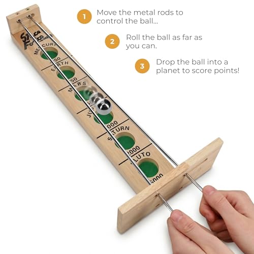 WE Games Shoot the Moon - Classic Solid Wood Rolling Ball Game for Family Fun & Skill Building, Enhances Social Skills, Patience & Perseverance - size: 1 unit