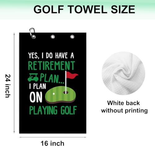 Yes I'd Have A Retirement Plan Embroidered Golf Towel with Clip, Funny Golf Accessories Gifts for Men Women Golfer Grandpa Mom Dad, Birthday Retirement Gifts for GolfFans Golfs Lover, 16x24 Inch - color: Funny Golf Retirement