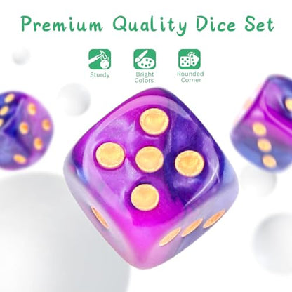 36 of Pack 12MM 6 Sided MINI Dice Set,Two Colours D6 Game Dice Set, 6 Sided Standard Dices for Yahtzee, Bunco,with Portable Plastic Box(Blue Purple) - color: Blue Purple