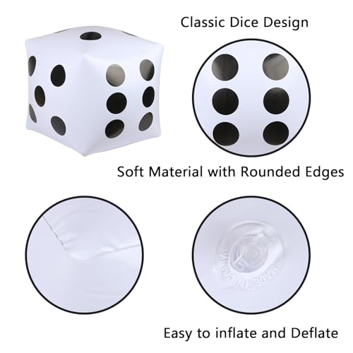 11.8 inch Giant Inflatable Dice for Lawn Outdoor Floor Pool Beach Party (White)