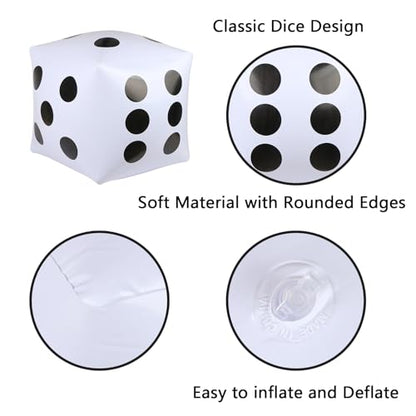 11.8 inch Giant Inflatable Dice for Lawn Outdoor Floor Pool Beach Party (White)