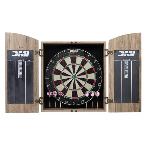 DMI Sports Dublin Bristle Dartboard Cabinet Set - style: Rustic Tan Finish