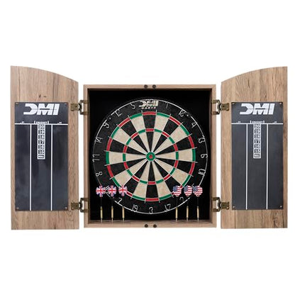 DMI Sports Dublin Bristle Dartboard Cabinet Set - style: Rustic Tan Finish