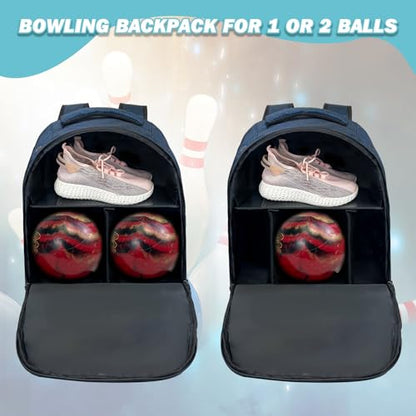 WOLT Bowling Ball Bag,2 Ball Bowling Backpack with Protective Foam Padded & Shoe Compartment Fits Up to Mens Size 16 - color: healthyblue