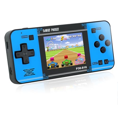 Handheld Game for Kids -Preloaded 220 Retro Video Games, Portable Gaming Player with Rechargeable Battery 3.0" LCD Screen, Mini Arcade Electronic Toy Gifts for Boys Girls (Black+Blue) - style: Black+Blue