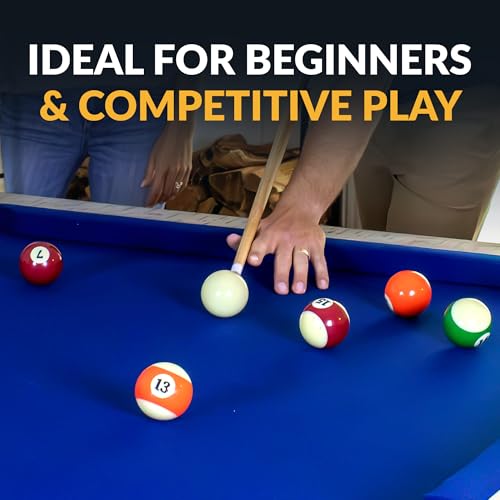 Hathaway Regulation Pool Balls Billiard Set of 16 - Standard Pool Table Accessories with 7 Striped, 7 Solid-Colored, a Black 8-Ball, and a White Cue Ball