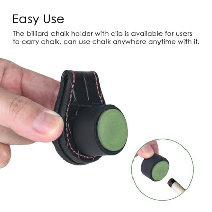 LAKE OF FIRE Pool Chalk Holder – Magnetic Leather Pocket Clip Design – Ideal Accessory for Snooker & Billiards - style: Round