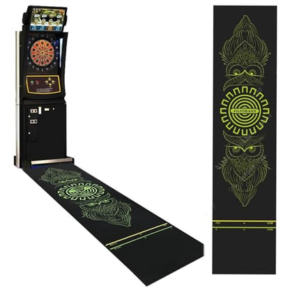 Shot Darts Dart Mat with Throw Line, Dart Points and Flooring Protector, Non-Curling & Shock Absorbing, Rubber Material (9.6 Feet x 2.2 Feet)