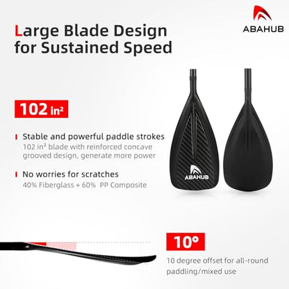 Abahub 1 x 3 Section Carbon Fiber SUP Paddle, Adjustable 67''-86'' Stand Up Paddle Lightweight Carbon Shaft, Black/Blue/Yellow/Green/Orange/Red Plastic Blade + Paddle Bag - color: Carbon Diagonal Print