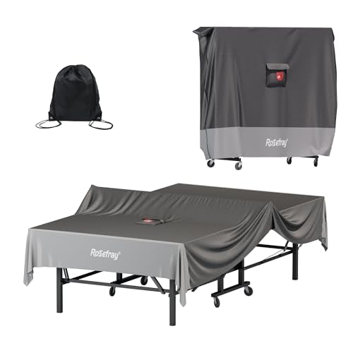 Ping Pong Table Cover,420D Waterproof Heavy Duty Table Tennis Table Covers Fits 9 x 5 FT Both Folding & Flat Tables for Indoor Outdoor Use with Paddles Storage Bag