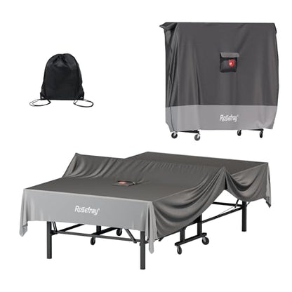 Ping Pong Table Cover,420D Waterproof Heavy Duty Table Tennis Table Covers Fits 9 x 5 FT Both Folding & Flat Tables for Indoor Outdoor Use with Paddles Storage Bag