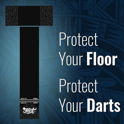 Shot! - T-Shape Rubber Darts Mat - Enhanced Floor Protection from Bounce-Outs - Heavy-Duty Rubber - Easy Set Up & Roll Up - Dart Board Floor Protector - Black